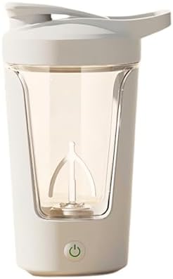 Electric Protein Shaker Bottle Automatic Stirring Mug Food-grade PP Cup Sports Health Mug Waterproof Rechargeable Cup (White)