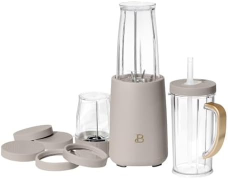 Personal Blender 12-Piece Set, 240W Motor, Emulsifying Stainless Steel Blade System, 16oz Travel Cup with Straw, BPA-Free Dishwasher Safe Jars (Porcini Taupe) by Unknown