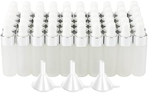 Kesell 5ml Frosted Glass Dropper Bottles for Oil with Silver Caps, 50-Pack by Kesell
