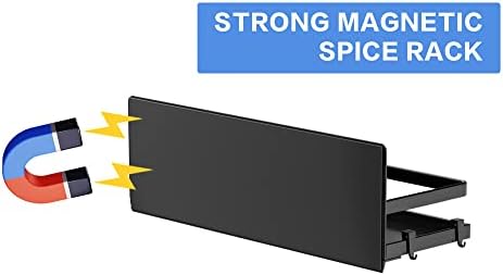 Magnetic Spice Rack Refrigerator Magnetic Shelf Fridge Organizer Space Saver Container for Kitchen/Apartment, Drill free, Black 4 Packs