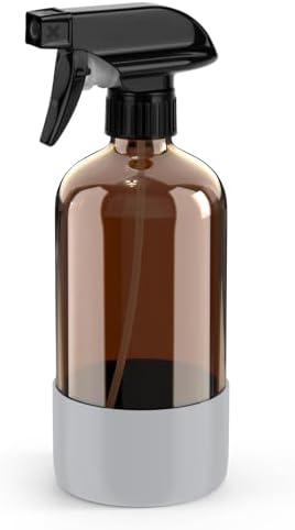 Bontip Amber Glass Spray Bottle, 16 oz with Grey Silicone Sleeve, 1 Pack by BONTIP
