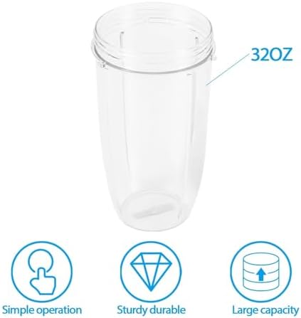 32Oz Blender Replacement Cups with Flip Top Lid, Portable To-Go Blending Cups 2 Pack | Compatible With Nutribullet 600W & Pro 900W Blender - Image 5