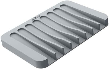 KRAUS Multipurpose Self-Draining Silicone Soap Dish/Sponge Holder for Bathroom or Kitchen Counter in Light Grey, KDM-05LG