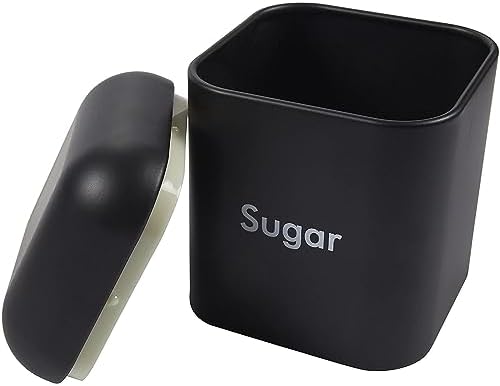 Flour & Sugar Storage Containers - Set of 2 40 oz (4.5 x 6 in) Black Iron - Airtight Silicone Gasket Seal - Flour Canister & Sugar Container