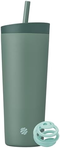 BlenderBottle Tumbler 2-in-1 Stainless Steel Shaker Bottle 24 oz, Sea Glass by BlenderBottle