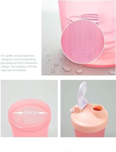 for Protein Powder Mix-BPA free,Leak Proof,Stainless Steel Whisk Ball,Wide Mouth (Pink/Rose Pink, 16OZ-400ML) - Image 3