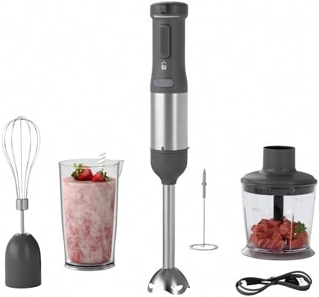 5-in-1 Cordless Immersion Blender with Rechargeable Handheld Battery by WHUTO