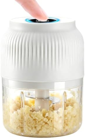 Electric Garlic Chopper, 2026 New Mini Food Processor & Food Chopper for Kitchen, Portable Cordless Garlic Mincer with 4 Stainless Steel Blades, Small Vegetable Chopper for Onion Salad (White, 300ML) by Unknown