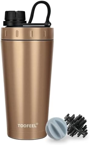 TOOFEEL Insulated Protein Shaker Bottle - 20 oz Stainless Steel Shaker Cups for Protein Shakes, Stays Cold/Hot, Double Walled Vacuum Metal Protein Shaker, BPA Free Leakproof Gym Shaker Bottle by Tofeelthebeautyoflife