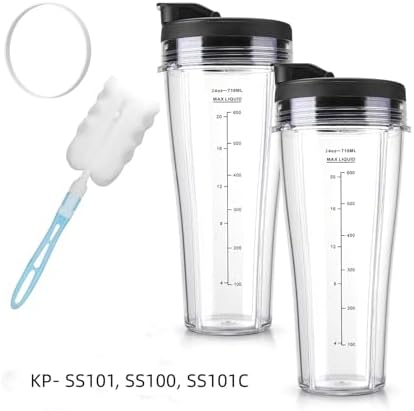 Blender Replacement Parts, Compatible For Ninja, SS101, 24 Oz.Slim Single - Serve Cups Kit With To Go Lids Fits SS100 SS300 SS400 Large Capacity(1PC 24OZ Cup and Lid) - Image 2