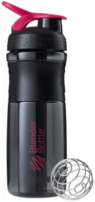 BlenderBottle SportMixer Tritan Grip Shaker Bottle, Transparent Black/Pink, 28-Ounce by BlenderBottle