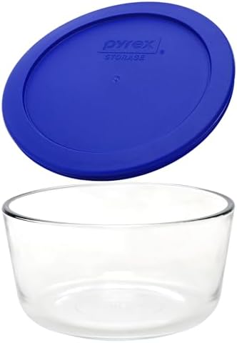 7201 (4-Cup) Glass Bowls & Cadet Blue Lids (4-Pack) - Made in USA