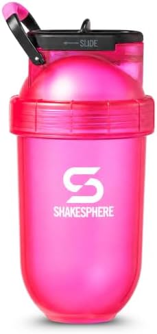 SHAKESPHERE Protein Shaker Bottle with Straw 13.5oz BPA-Free Tritan, Pink by SHAKESPHERE