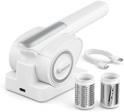 Electric Grater for Cheese, Chocolate and Nuts, Wireless,3Stainless Steel Rollers,Electric Food Grinder for Kids & Seniors – Fine Texture for Easy Digestion, Home & Outdoor Use