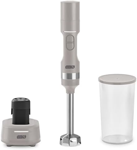 Dash Cordless Immersion Blender, Stainless Steel Blades, French Grey by Dash