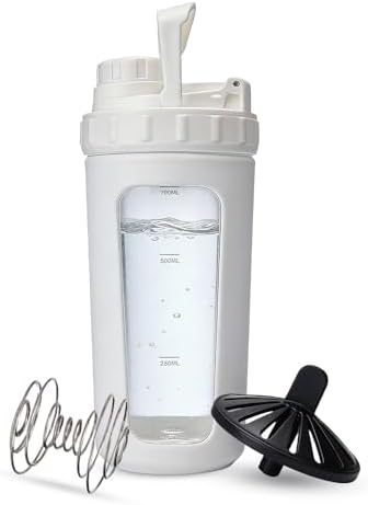 BYLWORKOUT 26 oz Glass Shaker Bottle with Silicone Sleeve and Mixing Ball by BYLWORKOUT