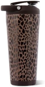 HydroJug Insulated Protein Shaker Bottle 24 oz, Silent Mixing, Brown Leopard by Hydrojug