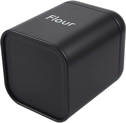 Flour & Sugar Storage Containers - Set of 2 40 oz (4.5 x 6 in) Black Iron - Airtight Silicone Gasket Seal - Flour Canister & Sugar Container