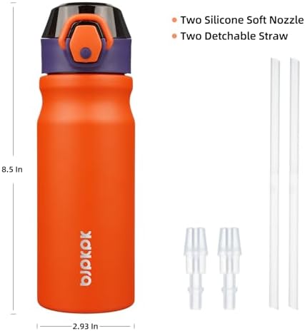 BJPKPK 18 oz Water Bottle with Straw & Handle, Insulated Stainless Flask - Image 4