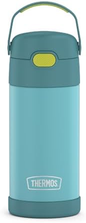 FUNTAINER Water Bottle with Straw, 12oz, Blue/Green