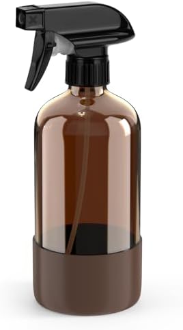 Bontip Amber Glass Spray Bottle, 16 oz with Brown Silicone Sleeve, 1 Pack by BONTIP