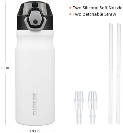 BJPKPK 18 oz Water Bottle with Straw & Handle, Insulated Stainless Flask - Image 4