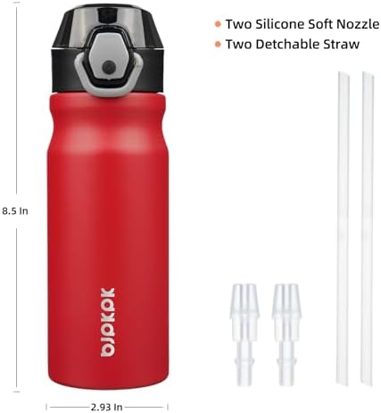 BJPKPK 18 oz Water Bottle with Straw & Handle, Insulated Stainless Flask - Image 4