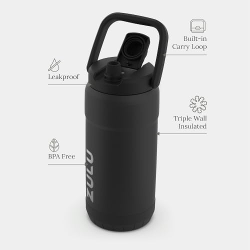 Goals Vacuum Insulated Large Capacity Stainless Steel Water Bottle | Reusable Jug Thermoses with Carry Handle | Leak-Proof Lid | Perfect for Travel, Workout, Gym, Hiking, Camping | 64oz, 101oz