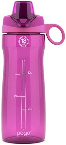 Pogo BPA-Free Plastic Water Bottle with Chug Lid, Fuchsia, 18 oz. by Pogo