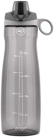 Pogo BPA-Free Tritan Plastic Water Bottle with Chug Lid, 40 Oz, Grey by Pogo