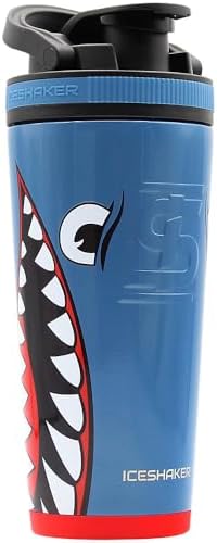 Stainless Steel Shaker Bottle | 26oz, Blue Bomber | Stays Cold for 30+ Hours | Insulated Cup with Twist-on Agitator | Odor-Free Shaker Cup for Protein Shakes, Water, Smoothies, Cocktails