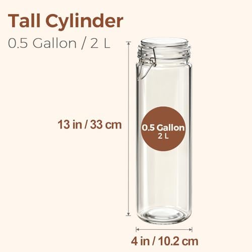 Tall Glass Pasta Containers with Airtight Lids 68 oz 3 Pack Canister