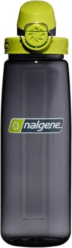 Nalgene 24 oz On The Fly Lock-Top Water Bottle, Charcoal w/Lime (Pack of 6) by Nalgene