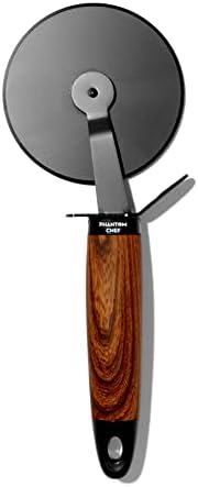 5 Piece Kitchen Gadget Set | Pizza Cutter, Egg Whisk, Vegetable Peeler, Can Opener, Garlic Press | Stainless Steel | With Soft Touch Faux Wood Handle | 5 Pcs Cooking Utensil Set (Black)