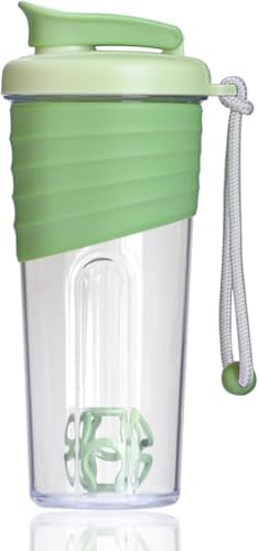 Shaker Bottle for Protein Mixes，24 oz，Protein Shaker Bottles with Whisk Ball, Mixer Bottle, Protein Bottle,Portable Pre Workout Whey Protein Drink Shaker Cup，Forest Green by kuoleopa