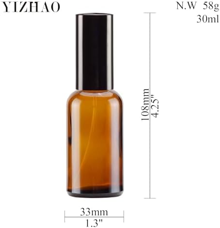 YIZHAO Amber Glass Spray Bottles 1oz, with Small Fine Mist Spray, Metal Cap, Refillable for Essential Oil,Travel,Cleaning,Perfume,Aromatherapy,Makeup – 12 Pcs - Image 2