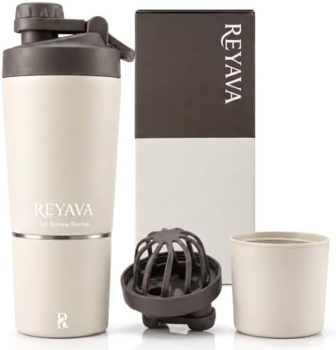 Insulated Stainless Steel Shaker Bottle, Protein Shaker with Storage Cup & Built-In Whisk, 15 oz Bottle + 5 oz Storage by Unknown