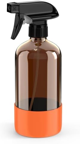 Bontip Amber Glass Spray Bottle, 16 oz with Orange Silicone Sleeve, 1 Pack by BONTIP