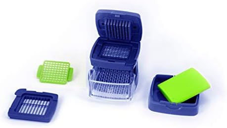 Garlic-A-Peel Garlic Press, Crusher, Cutter, Mincer, and Storage Container - Includes Silicone Garlic Peeler - Easy to Clean - Stainless Steel Blades – (Blue), standard - Image 2