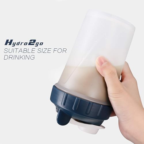 Hydro2Go 16oz Protein Shaker Bottle with Shaker Ball and 2 Storage Jars | BPA-Free Plastic Cup with Clear Measurement Scale | Perfect for Protein Mixes and Pills | Portable Pre-Workout Drink Cup（Navy） - Image 5