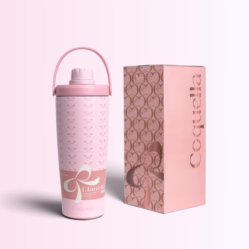 Elanelle 20oz Insulated Stainless Steel Shaker Bottle with Storage Base, Strainer Lid Protein Shaker Cup for Gym, Ball-Free Quiet Mixing, Carry Handle, BPA-Free, Pink (Candy Bow) - Image 5