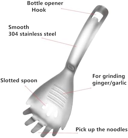 5 in 1 Egg Separator for Raw Eggs, Potato Masher Multifunction Cooking Spoon, Egg Yolk Separator, Grater Plate, Bottle Opener & Slotted Spoon 304 Stainless Steel Kitchen (Pasta spoon) - Image 6