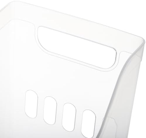 3 Pack Freezer Organizer Bins with Wheels, Clear Plastic Pantry Storage Organizer with Handle, Tall Narrow Kitchen Organization Rolling Bins for Fridge, Cabinet, Bathroom, Under Sink, Office