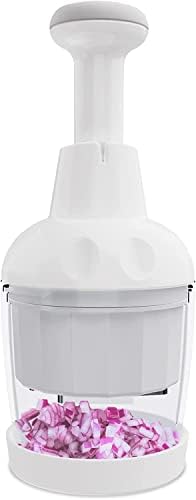 Pamperεd Chef Food Chopper, Vegetable Chopper, Onion Chopper, Garlic Chopper, Manual Hand Chopper For Vegetables Salads Onion Ginger Carrot Garlic Fruit Nuts, Dishwasher-safe, White, Easy to Clean by PSYCHOAPES