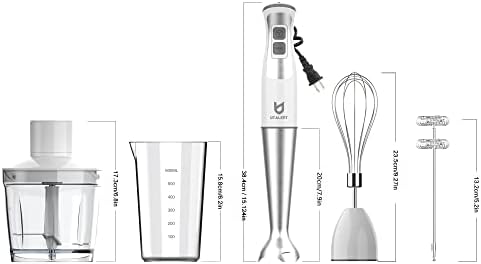 Immersion Hand Blender with chopper - Puree Baby Food, Sauce & Soup
