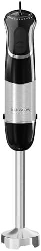 Blackcow Corded Immersion Blender Handheld for Kitchen,Stainless Steel Emulsion Blender Handheld with Hook,Electric Hand Mixer with 12-Speed&Turbo,for Smoothie,Soup,Baby Food and Drinks by Blackcow
