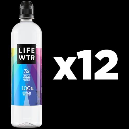 Premium Purified Water, pH Balanced with Electrolytes, 100% recycled plastic bottles, 23.7 Fl Oz Flip Cap Bottles, 700 mL (Pack of 12)