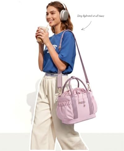 Drawstring Insulated Lunch Bag Women,Adult Lunch Box,Pink