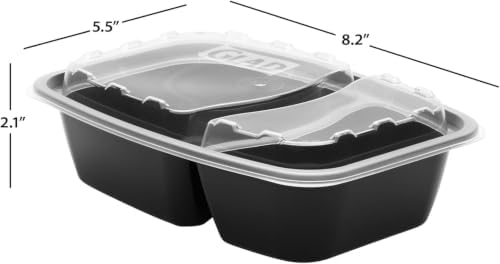 Take-Aways 28 oz 2-Compartment Food Storage Containers, 90 Pack, Snap-Seal Lids, Made in North America, Microwave, Freezer & Dishwasher Safe