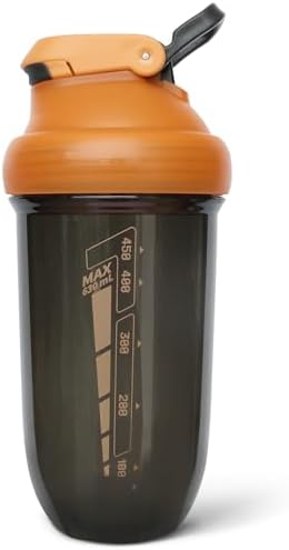 20 oz protein shaker bottle, TRITAN Plastic, BPA/BPS Free Whey Protein Drink Cups for Pre-Workout and Gym, Blender Shaker for Blending Protein Shakes, Overnight Oats and Smoothies (orange) by BOIEIOE